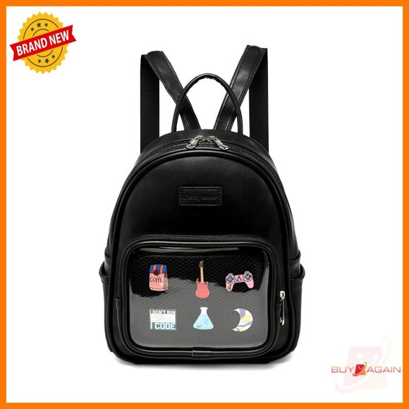 Clear Window Ita Backpack for Anime Pins Display, Vegan Leather, 11.5x8x1 Inches main image 6